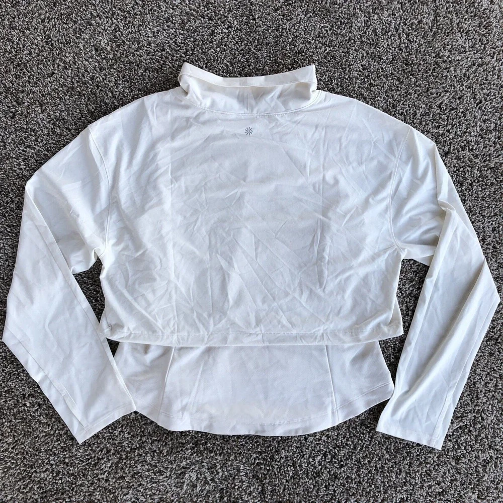 Athleta Whistler Hybrid Top Womens L White Layered Fleece Lined Performance $129 - Picture 6 of 12